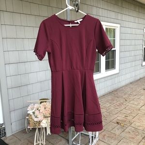 Fit and flair maroon dress